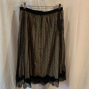 Worthington black lace A-line skirt